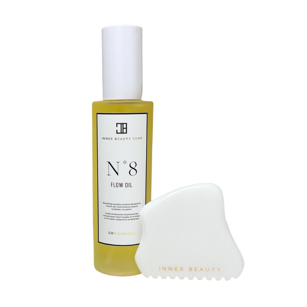 N°8 Flow Oil 100mL & White Jade Gua Sha Tool
